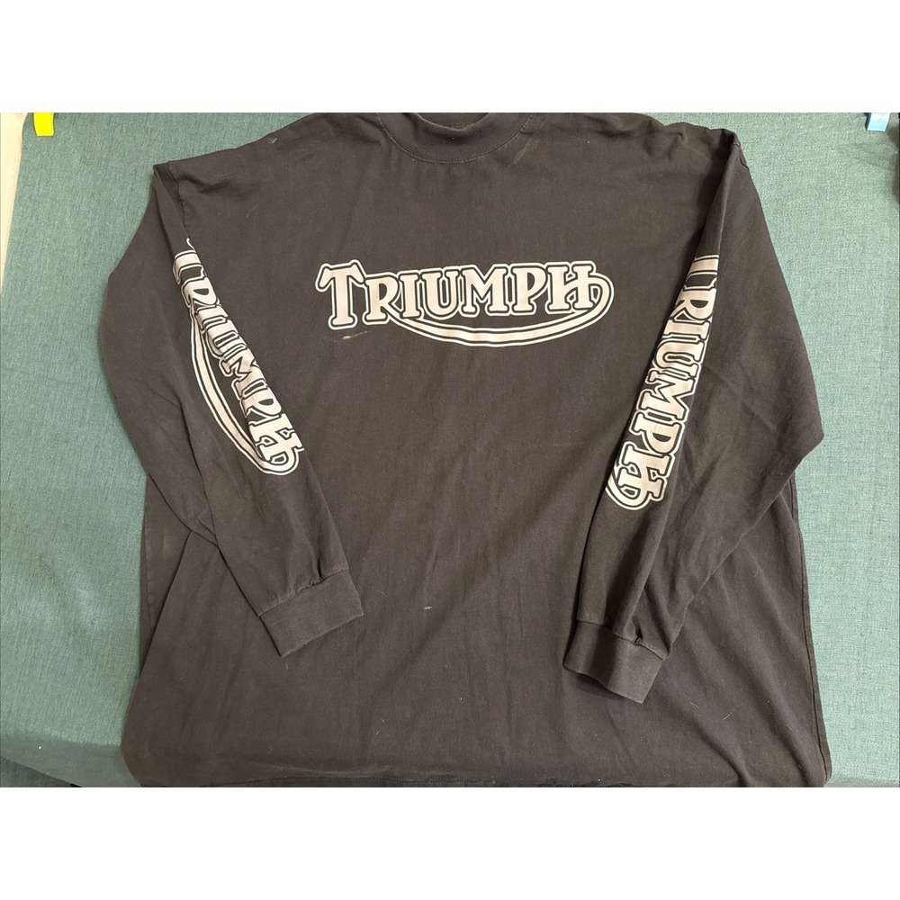 Vintage Red Kap Triumph Graphic Print Black Long Sleeve Mock Neck Men's 3XL
